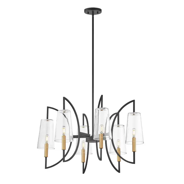 Hanley 6-Light Chandelier in Matte Black and Warm Brass - Image 5