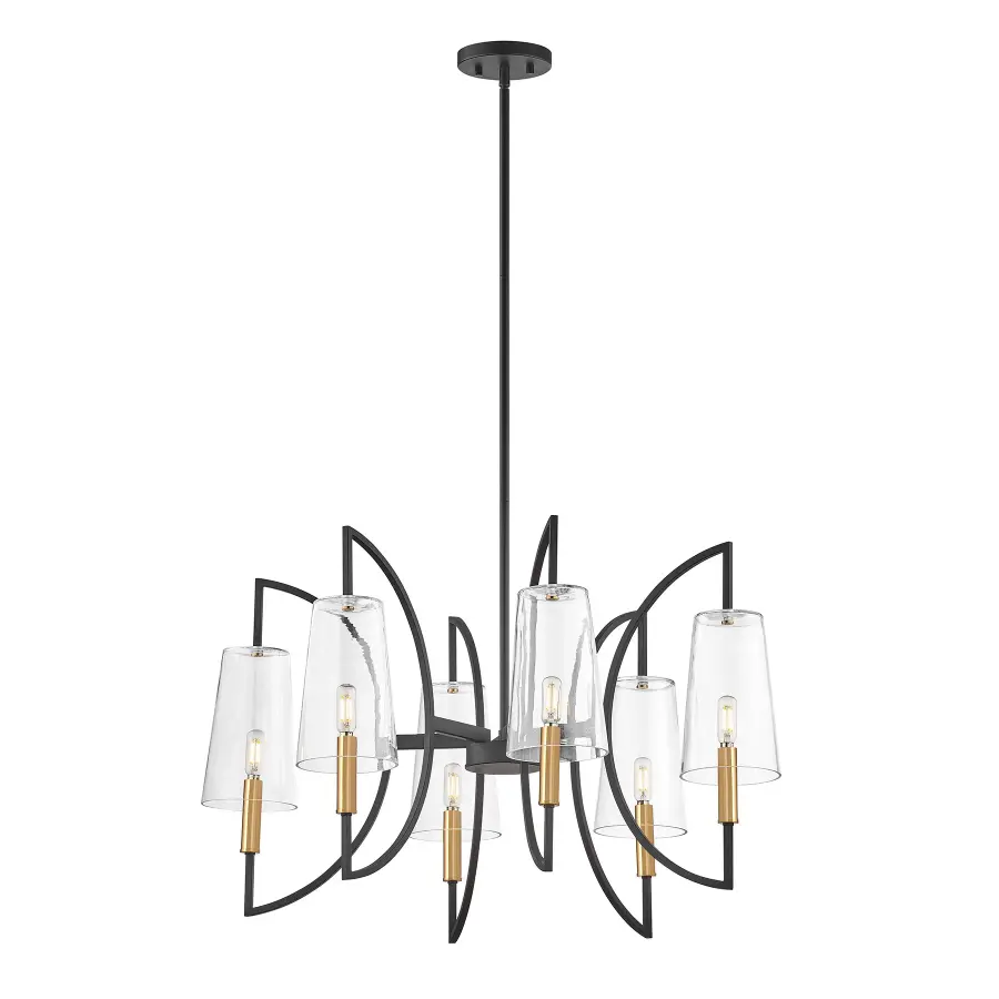 Hanley 6-Light Chandelier in Matte Black and Warm Brass - Image 5
