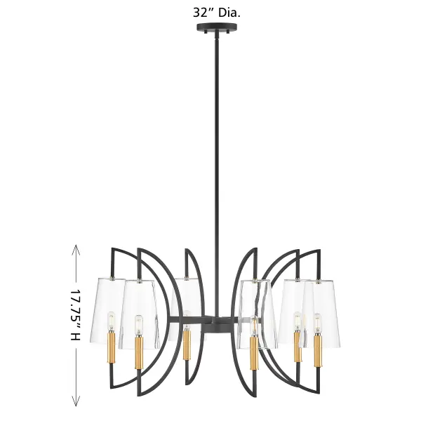 Hanley 6-Light Chandelier in Matte Black and Warm Brass - Image 7