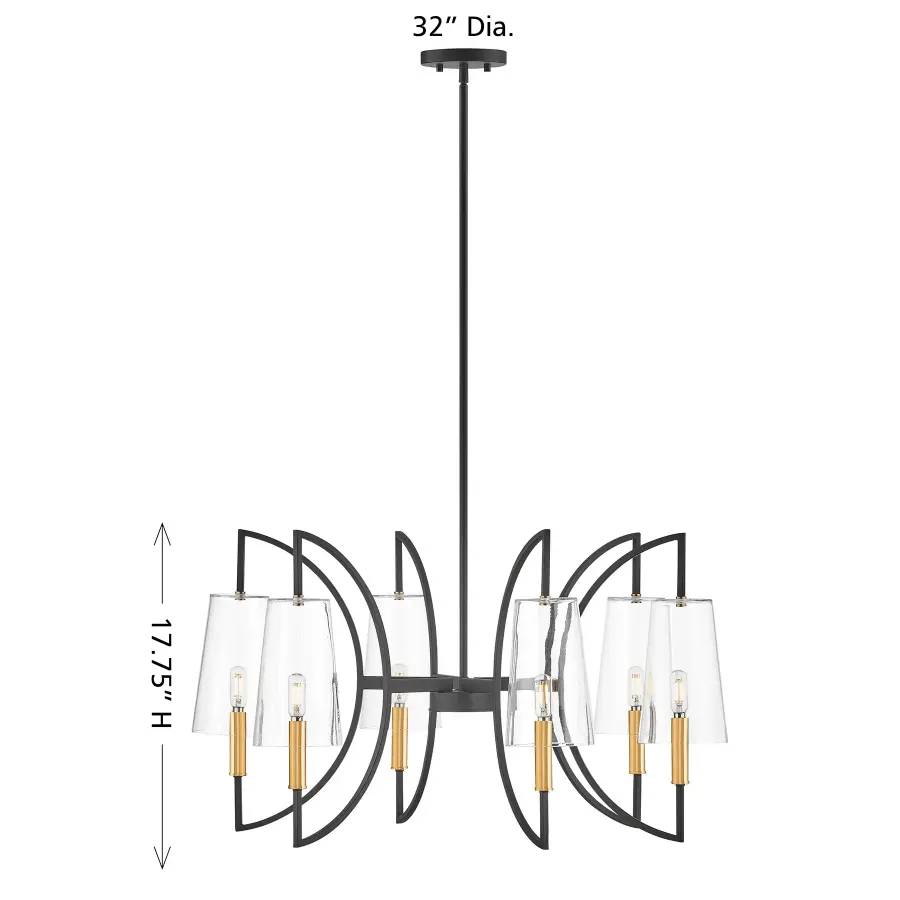 Hanley 6-Light Chandelier in Matte Black and Warm Brass - Image 7