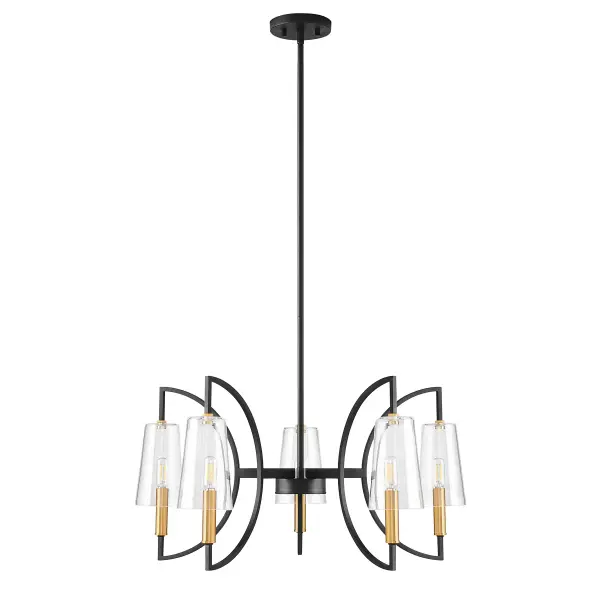 Hanley 5-Light Chandelier in Matte Black and Warm Brass - alternate view