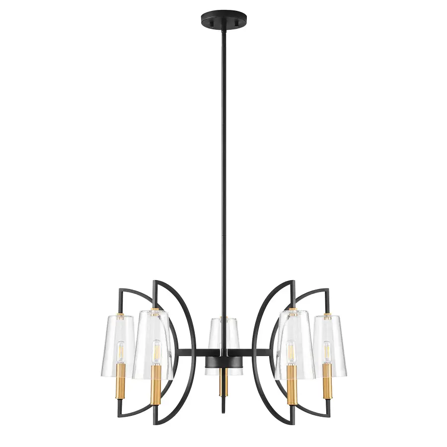 Hanley 5-Light Chandelier in Matte Black and Warm Brass - Image 2