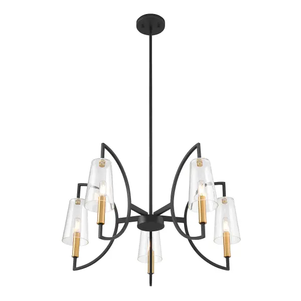 Hanley 5-Light Chandelier in Matte Black and Warm Brass - Image 4