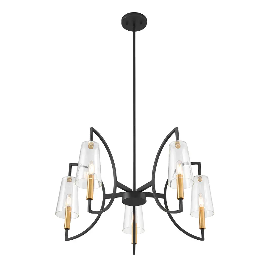 Hanley 5-Light Chandelier in Matte Black and Warm Brass - Image 4