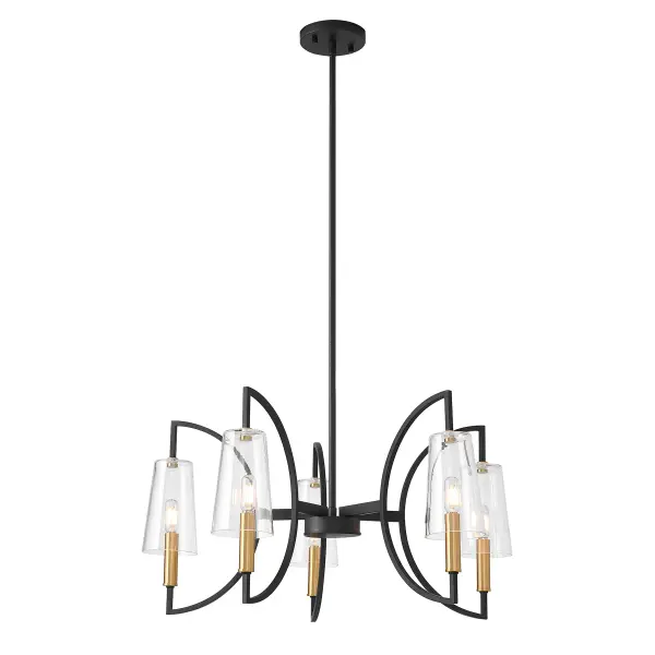 Hanley 5-Light Chandelier in Matte Black and Warm Brass - Image 5