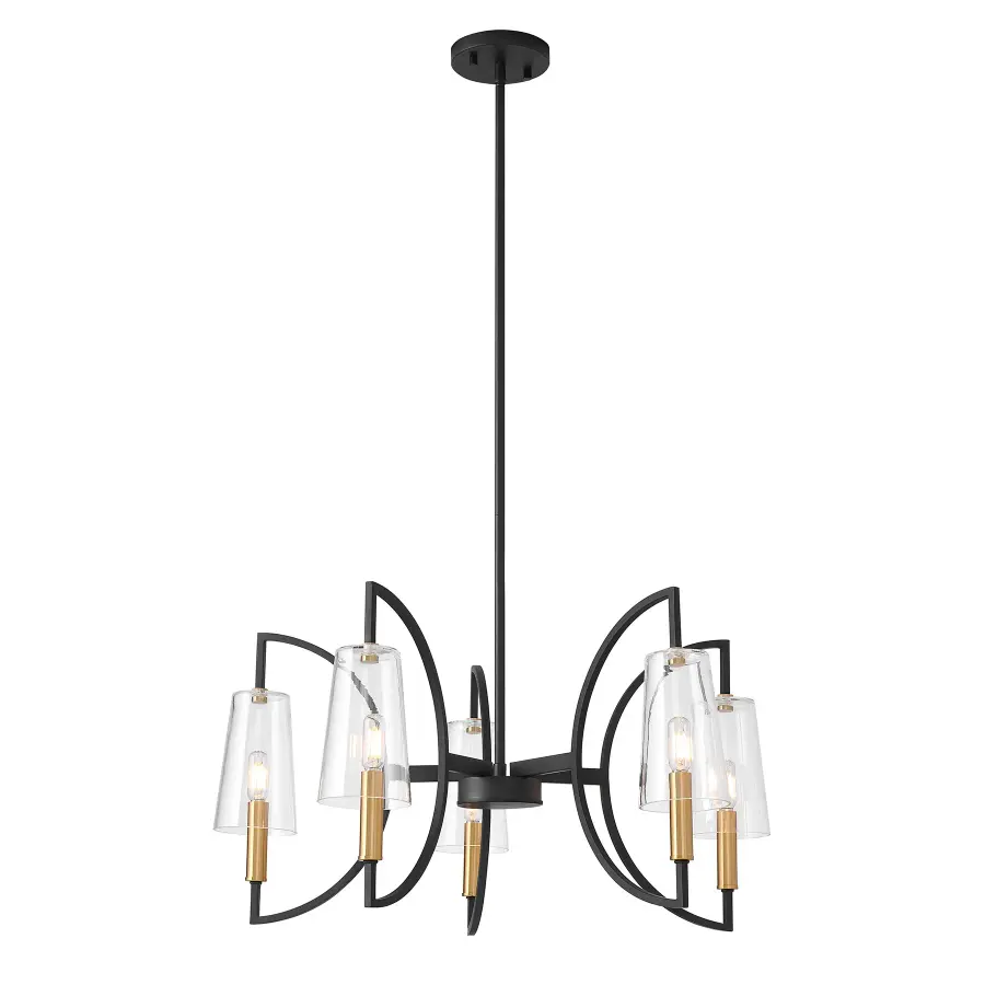Hanley 5-Light Chandelier in Matte Black and Warm Brass - Image 5