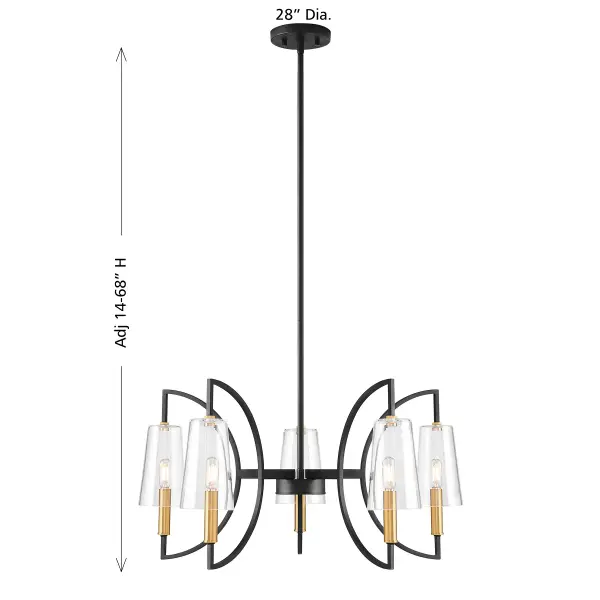 Hanley 5-Light Chandelier in Matte Black and Warm Brass - Image 7