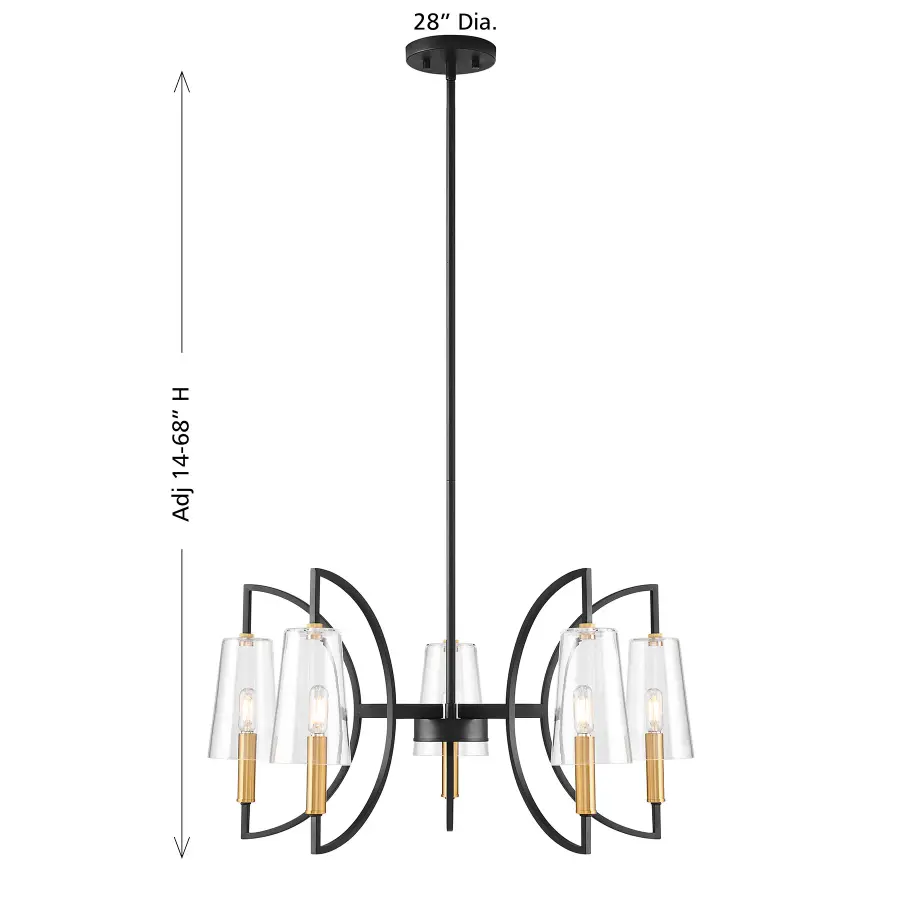 Hanley 5-Light Chandelier in Matte Black and Warm Brass - Image 7