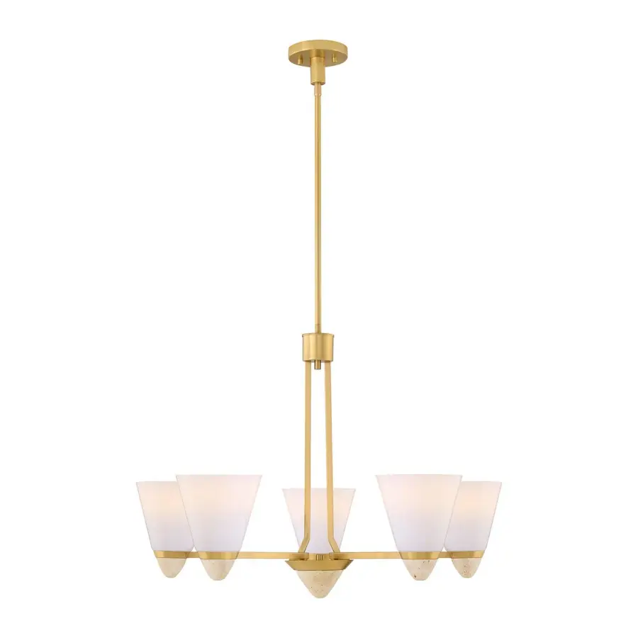 Kohlman Five Light Chandelier in Warm Brass - Image 1
