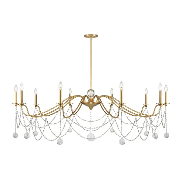 Mariposa 10-Light Chandelier in Warm Brass
