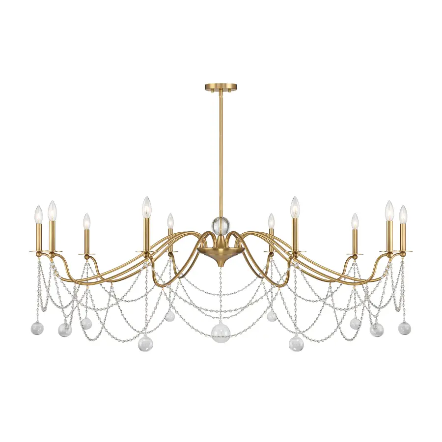 Mariposa 10-Light Chandelier in Warm Brass - Image 1