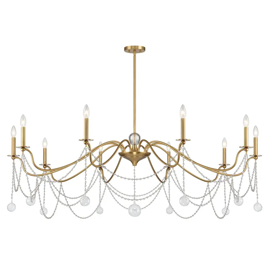 Mariposa 10-Light Chandelier in Warm Brass - Image 3
