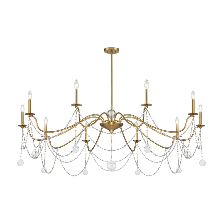 Mariposa 10-Light Chandelier in Warm Brass - Image 4
