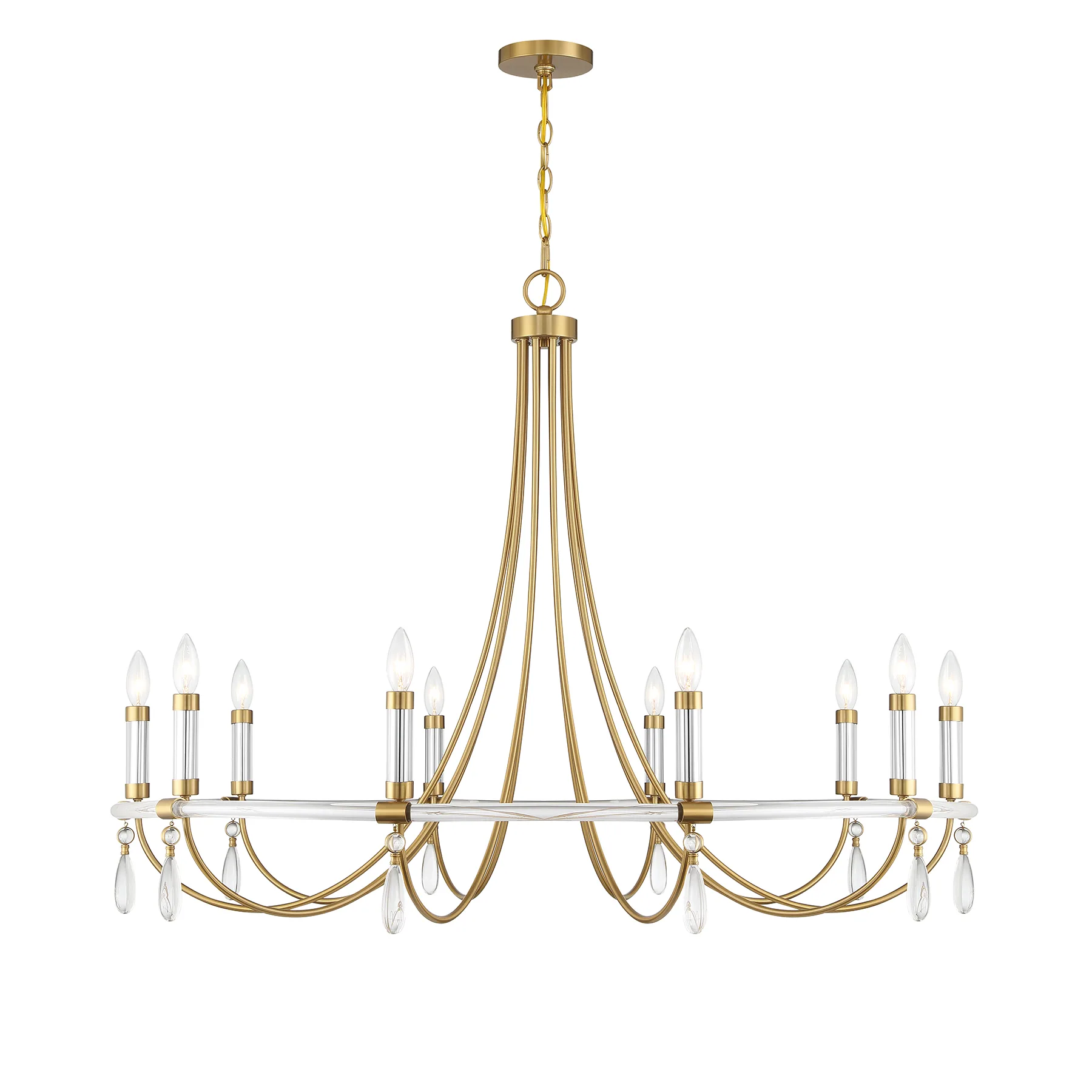 Mayfair Ten Light Chandelier in Warm Brass/Chrome