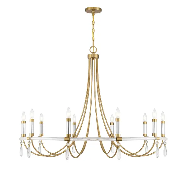Mayfair 10-Light Chandelier in Warm Brass and Chrome