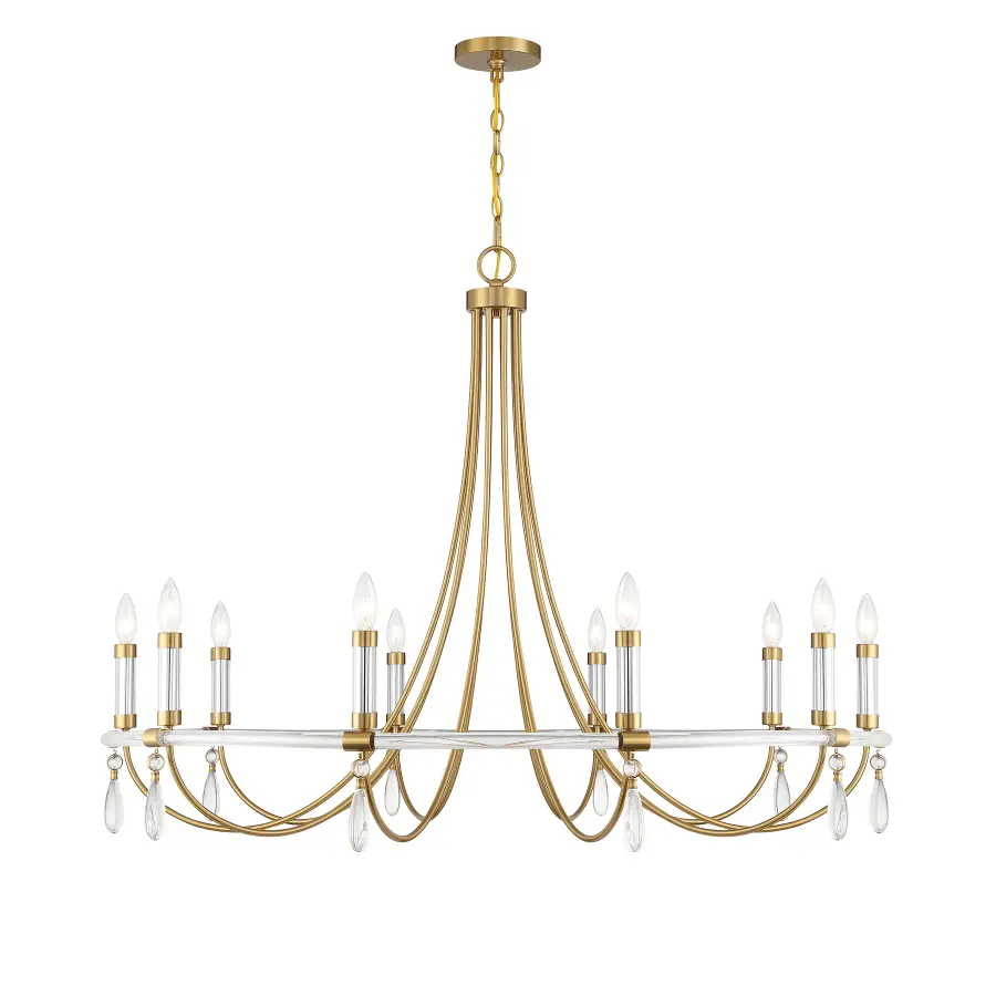Mayfair 10-Light Chandelier in Warm Brass and Chrome - Image 1
