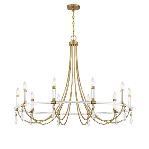 Mayfair 10-Light Chandelier in Warm Brass and Chrome - Image 3
