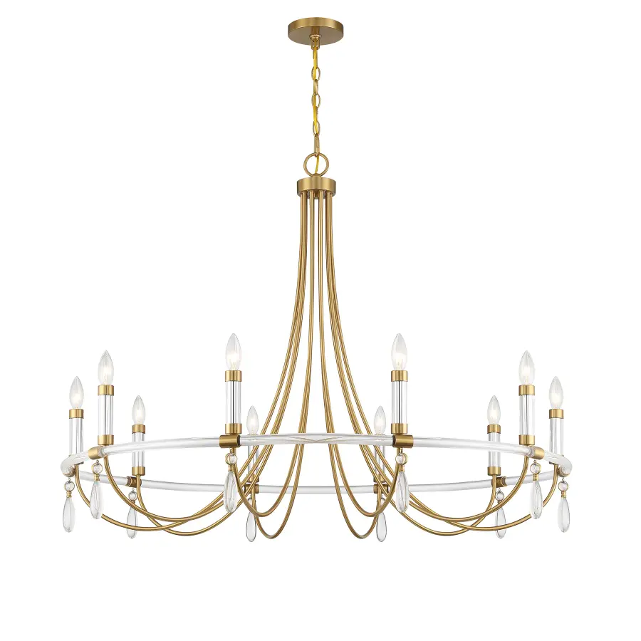 Mayfair 10-Light Chandelier in Warm Brass and Chrome - Image 3