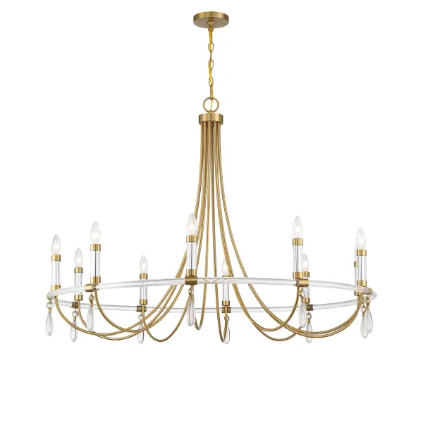 Mayfair 10-Light Chandelier in Warm Brass and Chrome - Image 5