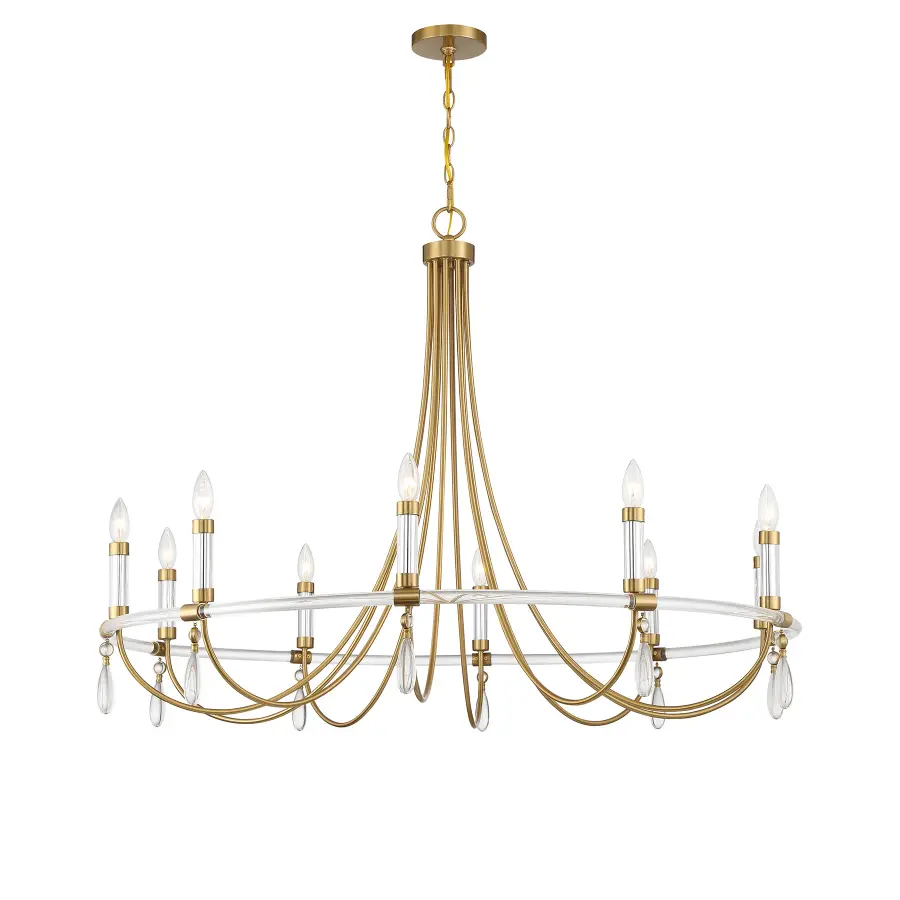 Mayfair 10-Light Chandelier in Warm Brass and Chrome - Image 5