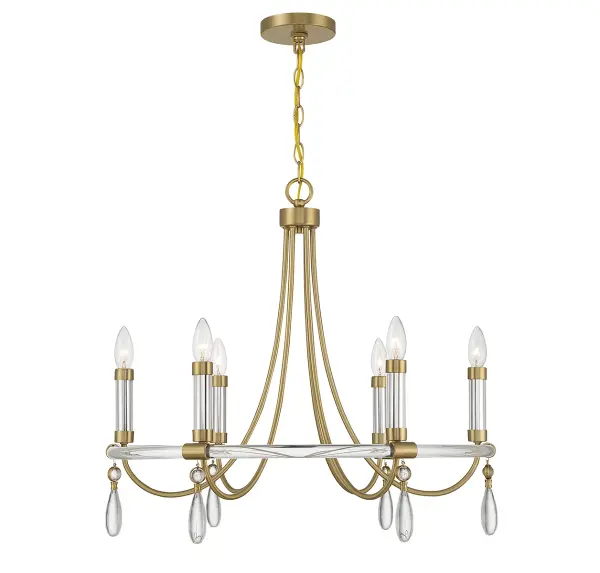 Mayfair 6-Light Chandelier in Warm Brass and Chrome