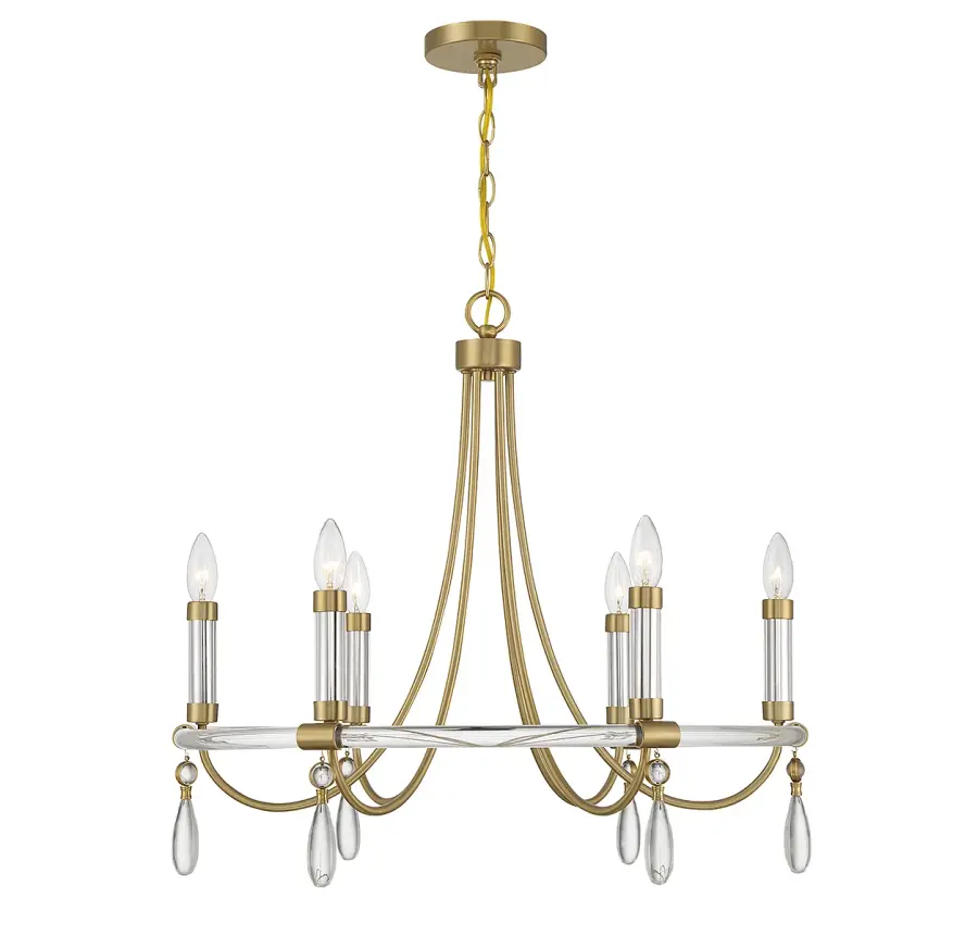 Mayfair 6-Light Chandelier in Warm Brass and Chrome - Image 1