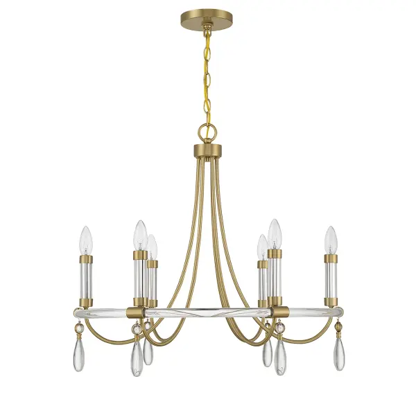 Mayfair 6-Light Chandelier in Warm Brass and Chrome - alternate view