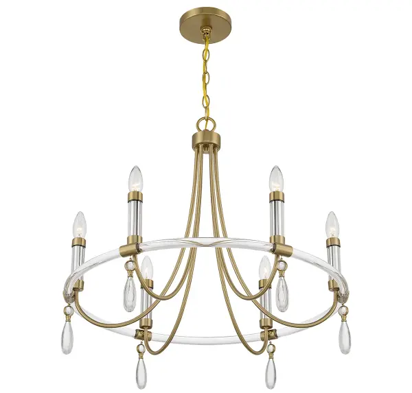 Mayfair 6-Light Chandelier in Warm Brass and Chrome - Image 4