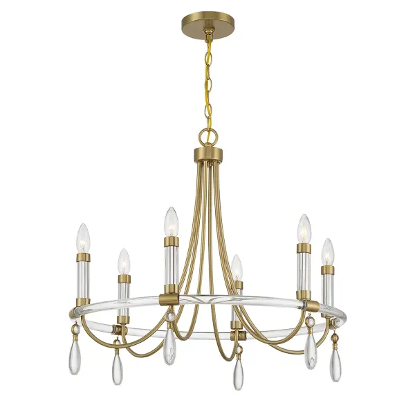 Mayfair 6-Light Chandelier in Warm Brass and Chrome - Image 5