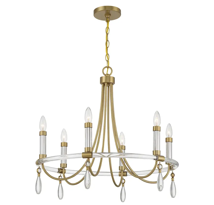 Mayfair 6-Light Chandelier in Warm Brass and Chrome - Image 5