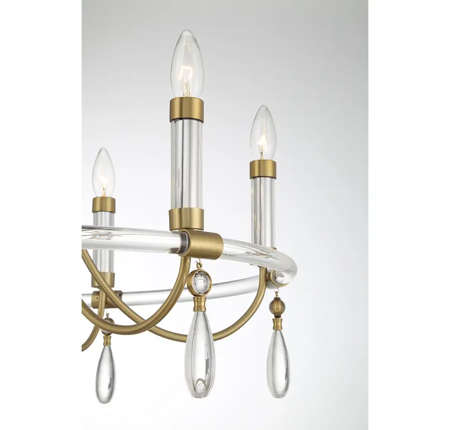 Mayfair 6-Light Chandelier in Warm Brass and Chrome - Image 6