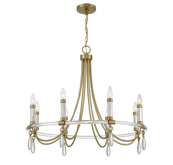 Mayfair 8-Light Chandelier in Warm Brass and Chrome - Image 3