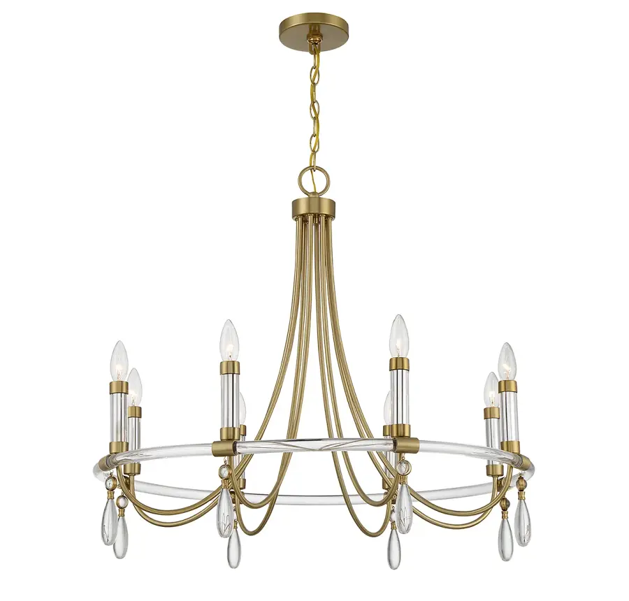 Mayfair 8-Light Chandelier in Warm Brass and Chrome - Image 3