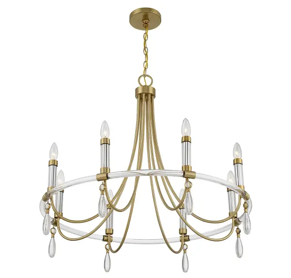 Mayfair 8-Light Chandelier in Warm Brass and Chrome - Image 4