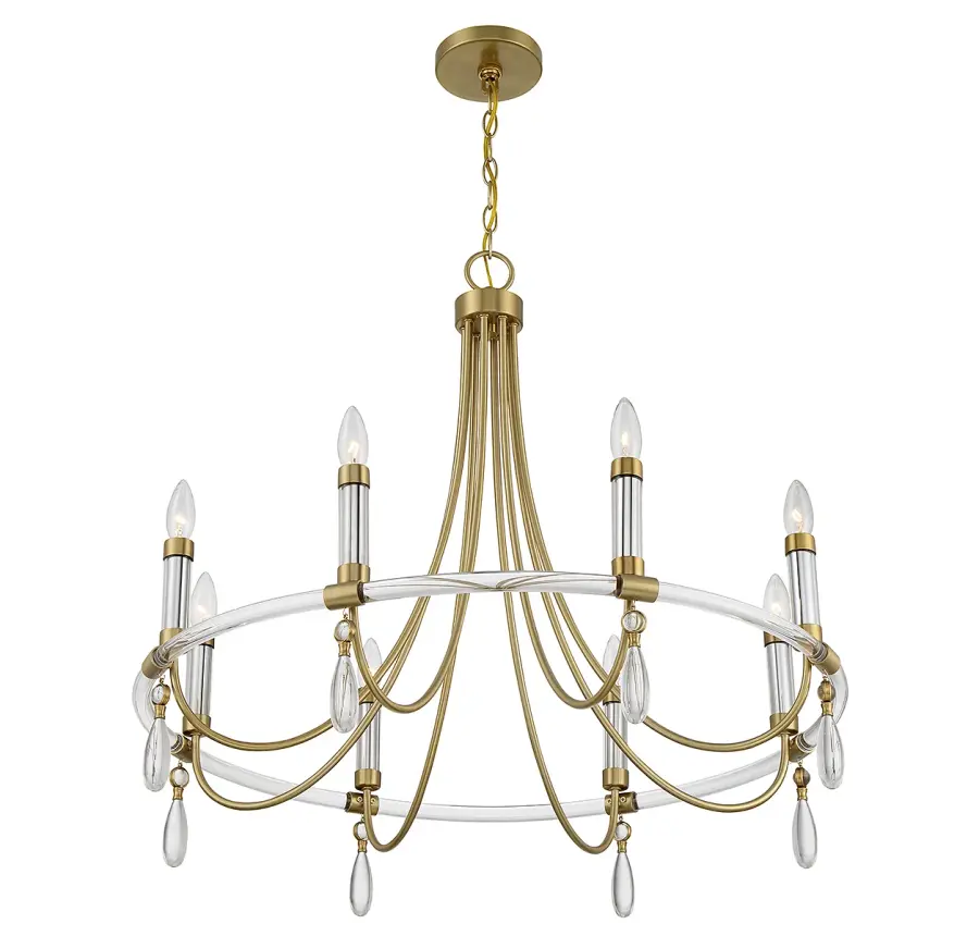 Mayfair 8-Light Chandelier in Warm Brass and Chrome - Image 4