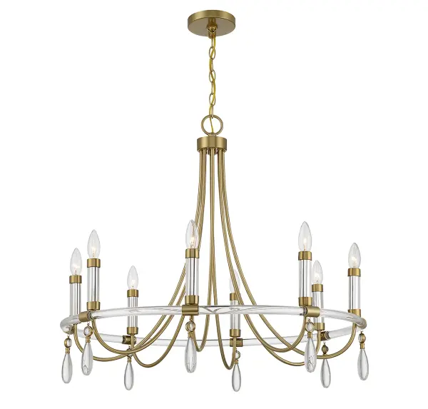 Mayfair 8-Light Chandelier in Warm Brass and Chrome - Image 5