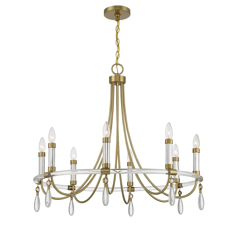 Mayfair 8-Light Chandelier in Warm Brass and Chrome - Image 5