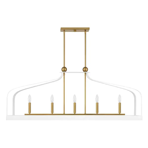 The Sheffield combines timeless lantern design with modern linear proportions. Its white frame with warm brass accents creates a sophisticated two-tone look that bridges traditional and contemporary styles beautifully. - alternate view