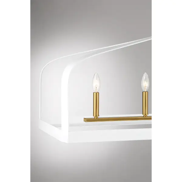 Sheffield Five Light Linear Chandelier in White with Warm Brass - Image 6
