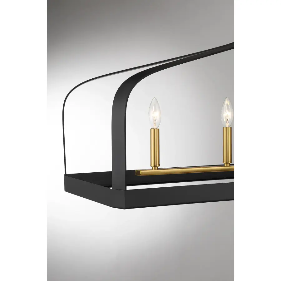 Sheffield 5-Light Linear Chandelier in Matte Black with Warm Brass Accents - Image 6