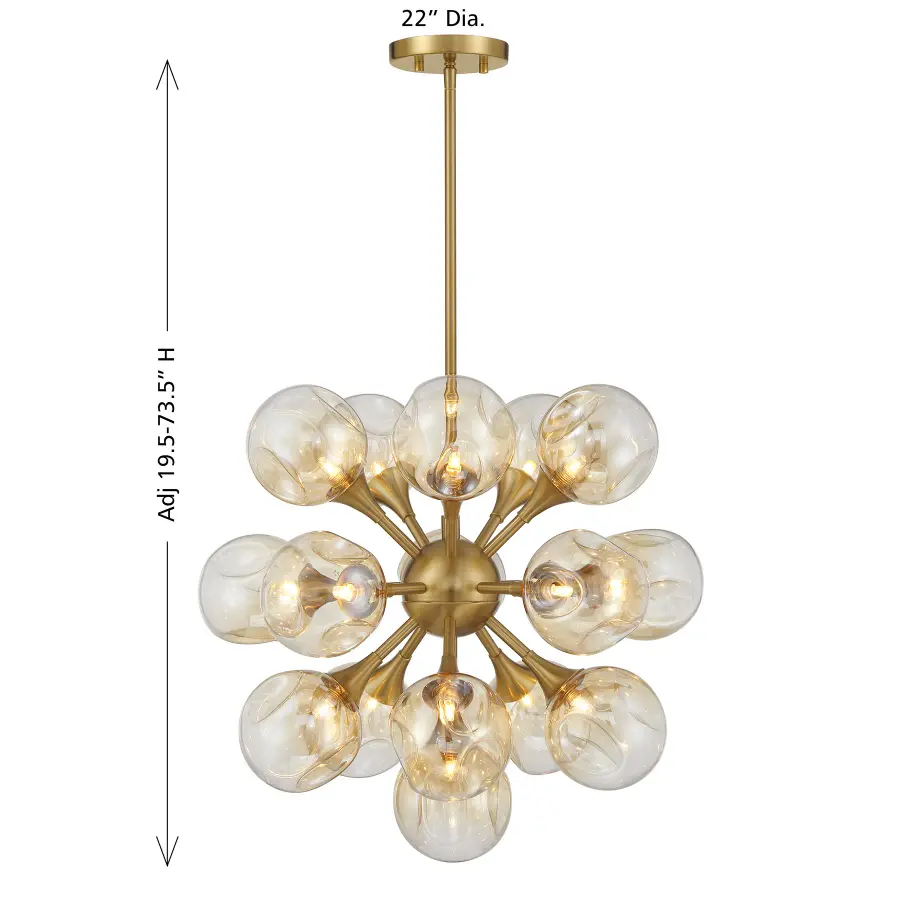 Matisse 16-Light Chandelier in Warm Brass - Image 7