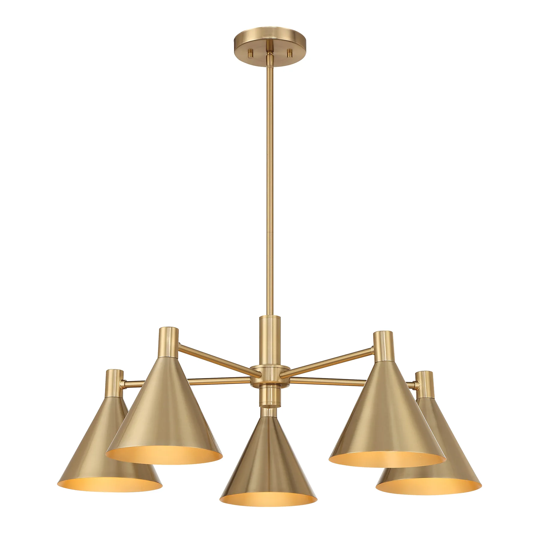 Pharos Five Light Chandelier in Noble Brass