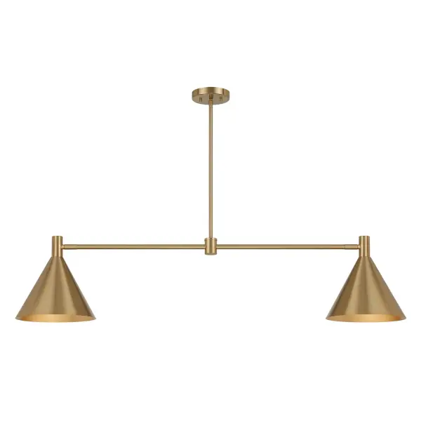 Part of Breegan Jane's Moderne collection, this sophisticated linear chandelier features adjustable metal shades in champagne-toned Noble Brass. The rotating arms allow you to customize light direction for both ambient and task lighting needs.