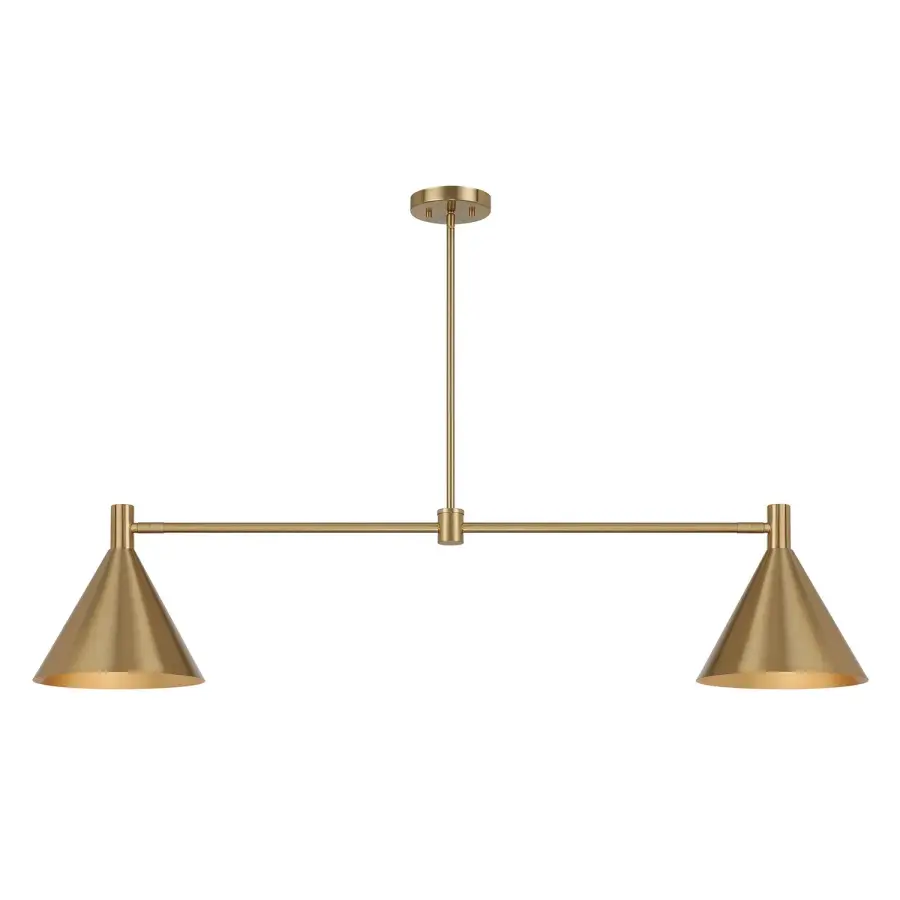 Pharos Two Light Linear Chandelier in Noble Brass - Image 1