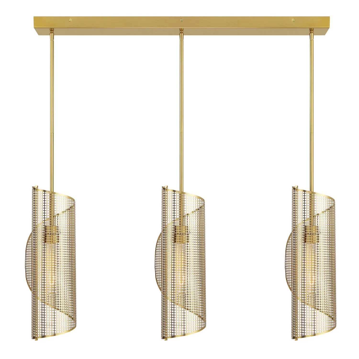 Hillbourne Three Light Linear Chandelier in Warm Brass