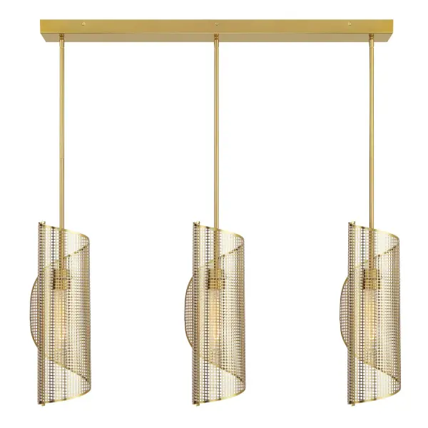 Hillbourne Three Light Linear Chandelier in Warm Brass - Image 1