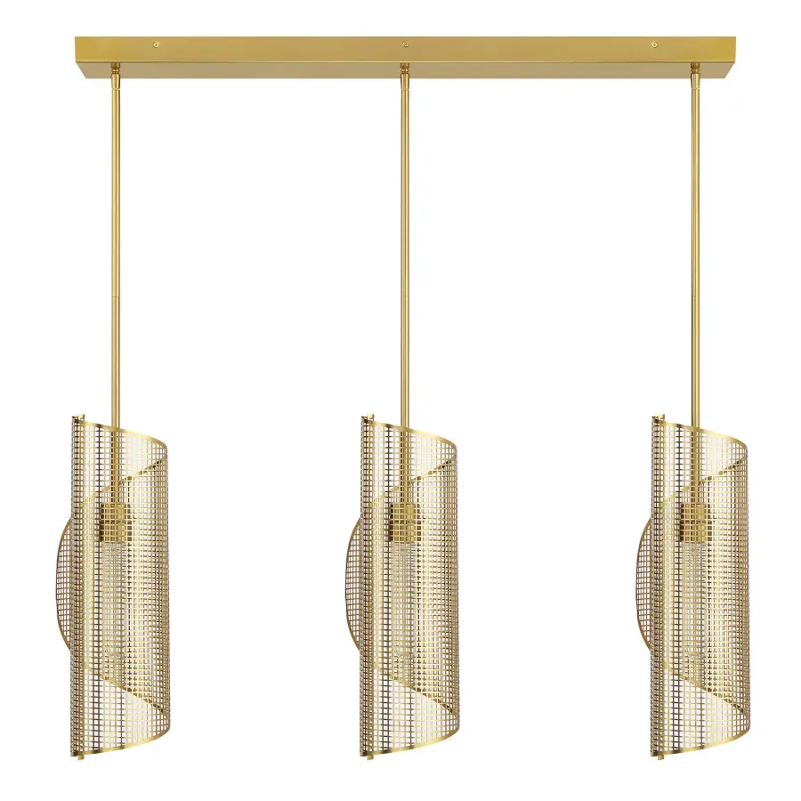 Hillbourne Three Light Linear Chandelier in Warm Brass - Image 2