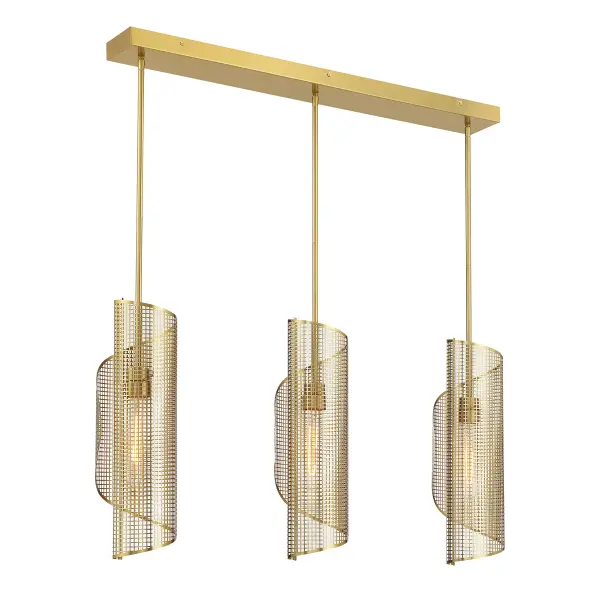 Hillbourne Three Light Linear Chandelier in Warm Brass - Image 3