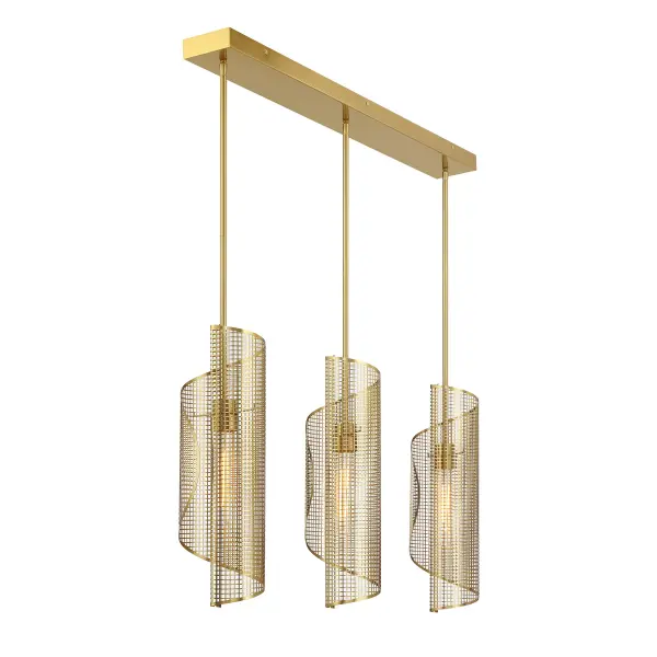 Hillbourne Three Light Linear Chandelier in Warm Brass - Image 4