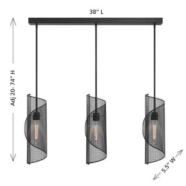 Hillbourne 3-Light Linear Chandelier in Matte Black - Image 7
